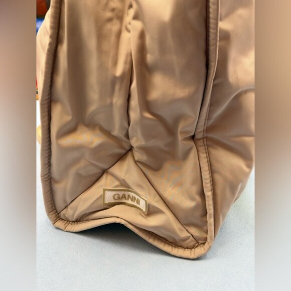🆕 GANNI 🧿 NWT Medium Recycled Tech Tote, Tan & Orange - Picture 7 of 11